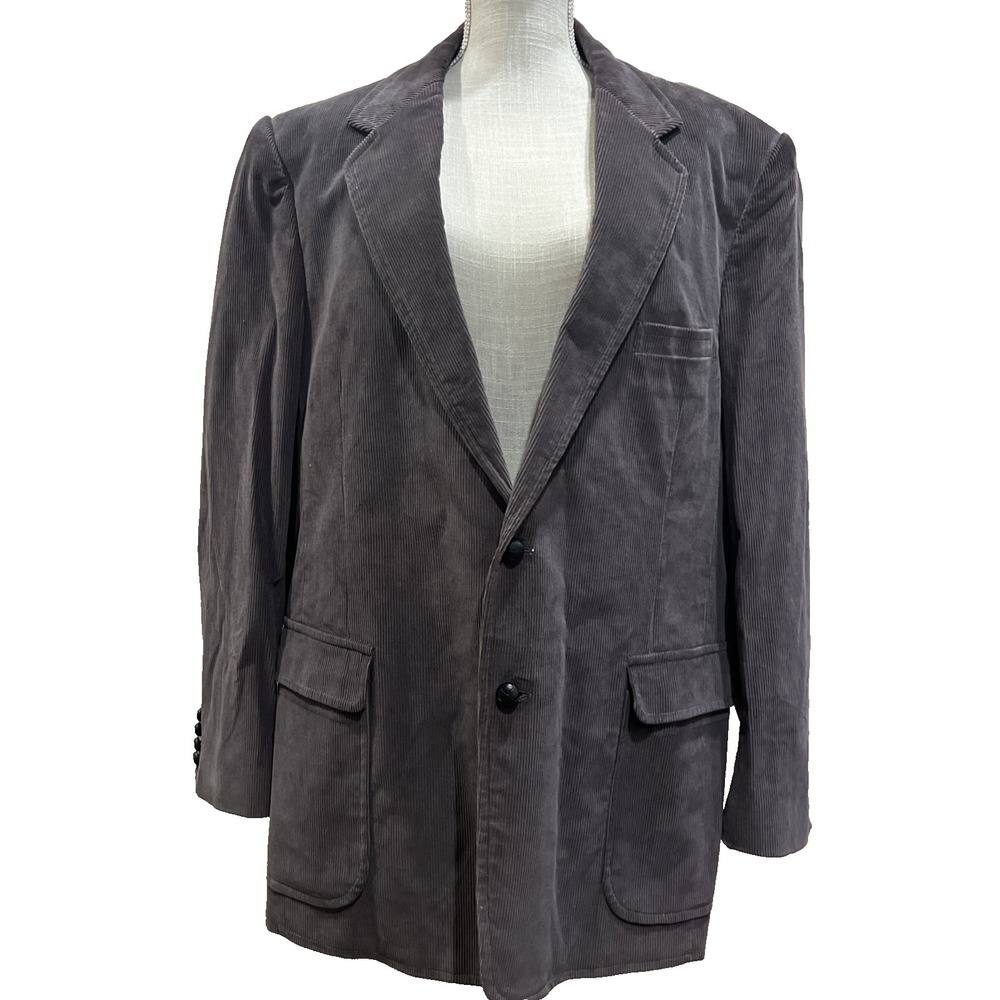 VTG 70s Sears The Corduroy Collection Sport Coat Mens 50L Gray Big & Tall Ivy